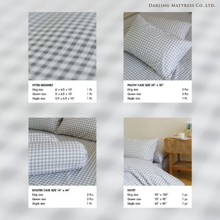 ชุดผ้าปูผ้านวม 5 ฟุต DARLING MATTRESS รุ่นมินิมอล ลายสก๊อตเทา_1
